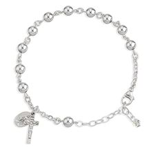 STERLING SILVER ROSARY BRACELET WITH HIGH POLISHED 6MM BEADS
